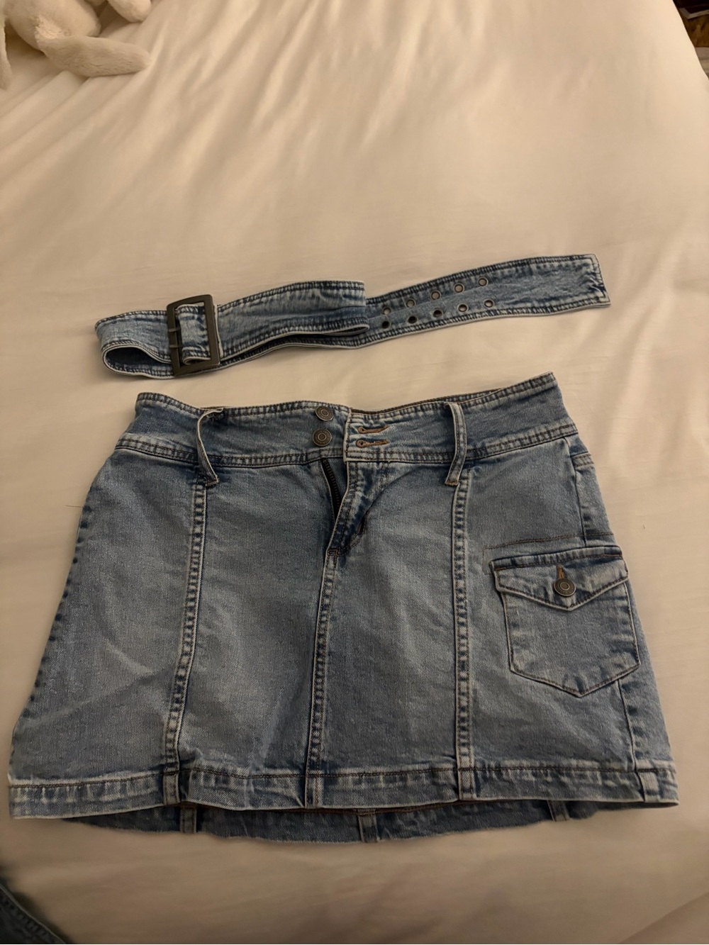wild fable Light Blue Denim Mini Skirt with Belt